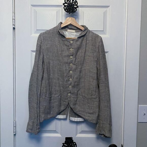 CP Shades Jacket Blazer Dree Linen Lightweight Unstructured Neutral Boho Button - Picture 2 of 10